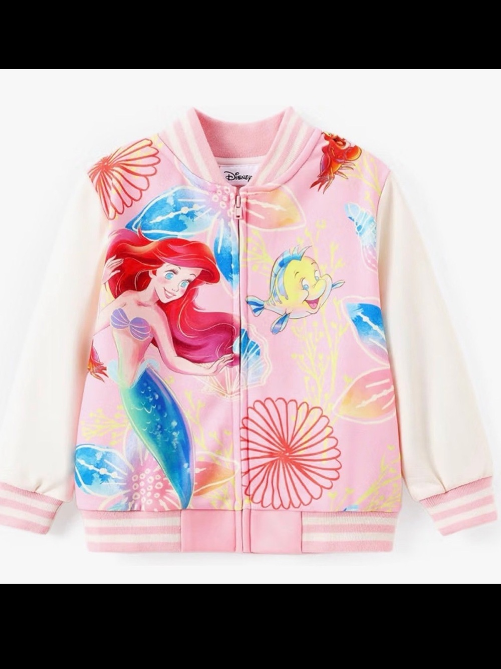 Disney Pink and Cream Little Mermaid Ariel Bomber Jacket